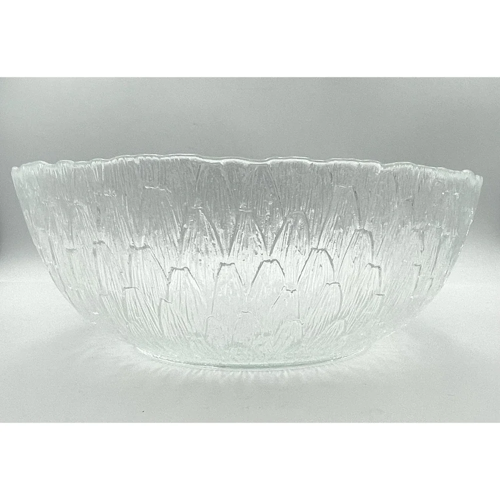 Vintage 1970s Arcoroc Marguerite Clear Glass Sunflower‎ Salad Bowl 10.5